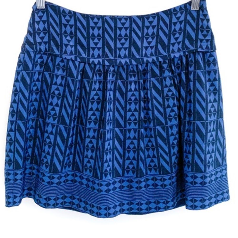 Madewell silk Blue Geometric A-Line Skirt size 6, new without tags